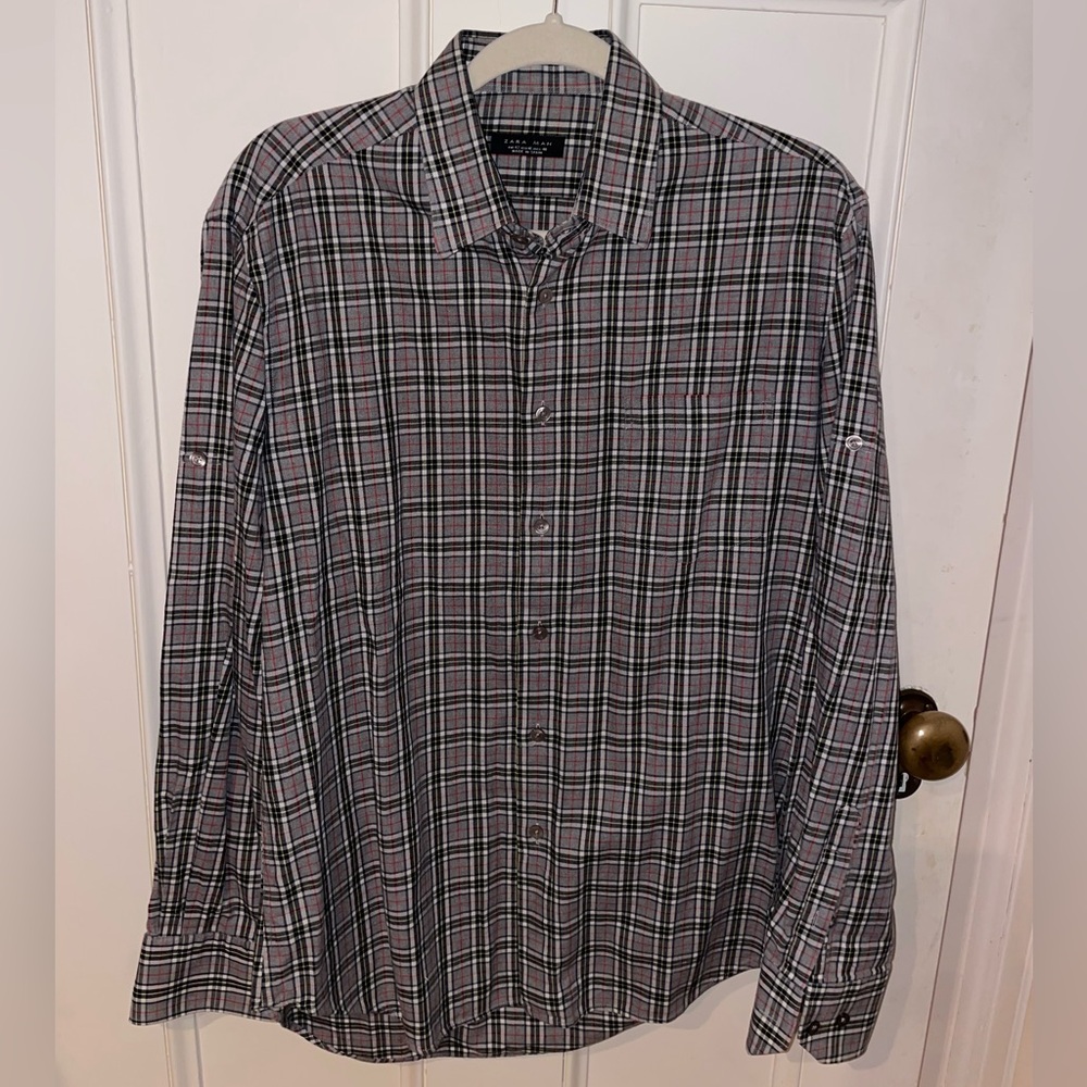 Vintage Zara Man Plaid Button Up Shirt